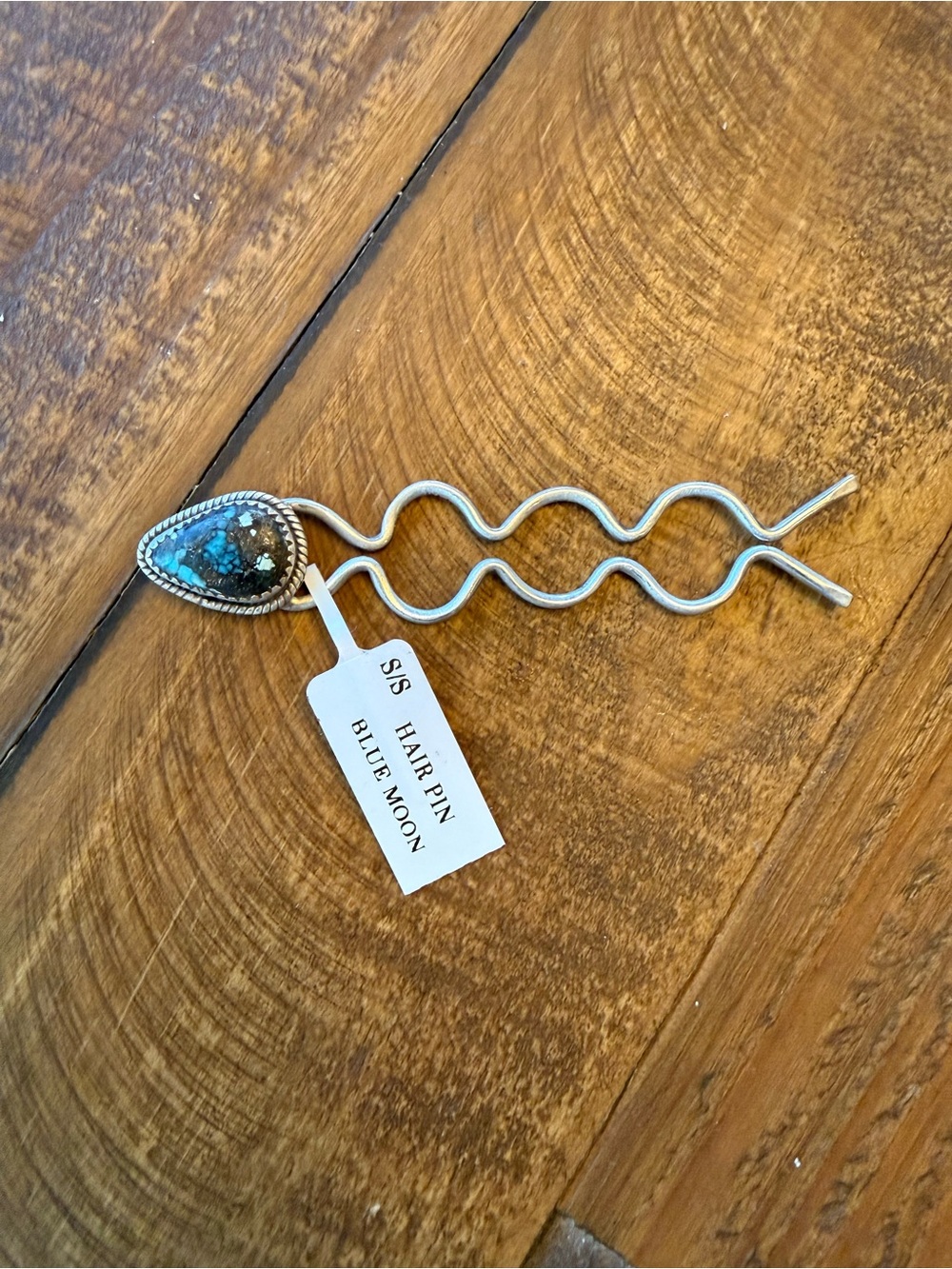 Blue Moon Turquoise Teardrop Hair Pin - Sterling Silver